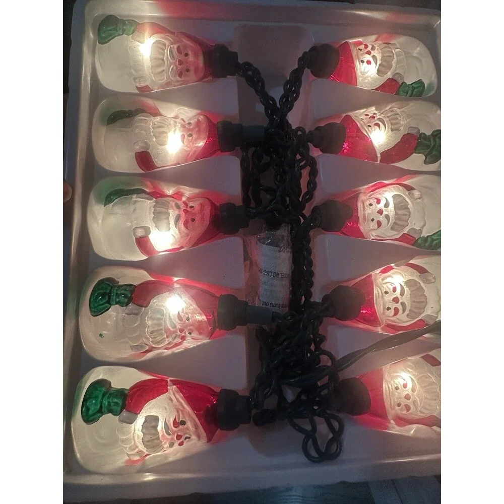 3 Boxes Indoor Fancy Christmas Lights String of 10 Santa Claus 6.5ft